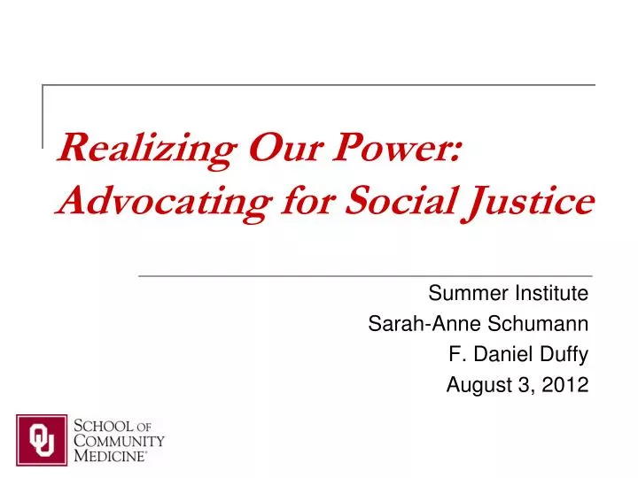 realizing our power advocating for social justice