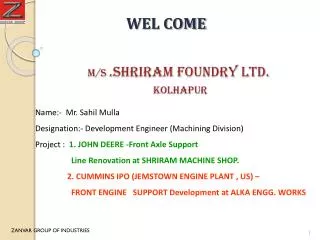 M/S .Shriram foundry ltd. kolhapur