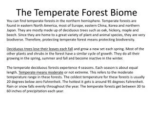 The Temperate Forest Biome