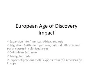 European Age of Discovery Impact