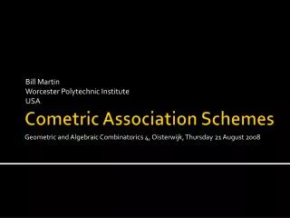 Cometric Association Schemes