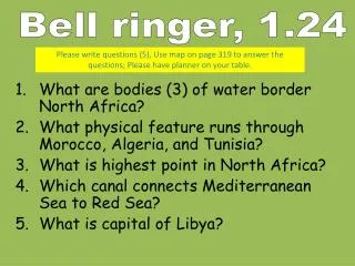 What are bodies (3) of water border North Africa?