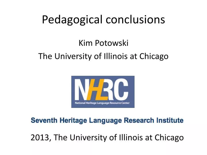 pedagogical conclusions