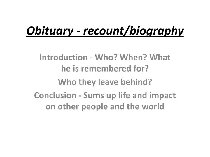 obituary recount biography