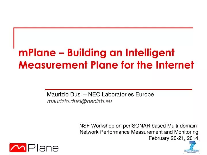 mplane building an intelligent measurement plane for the internet