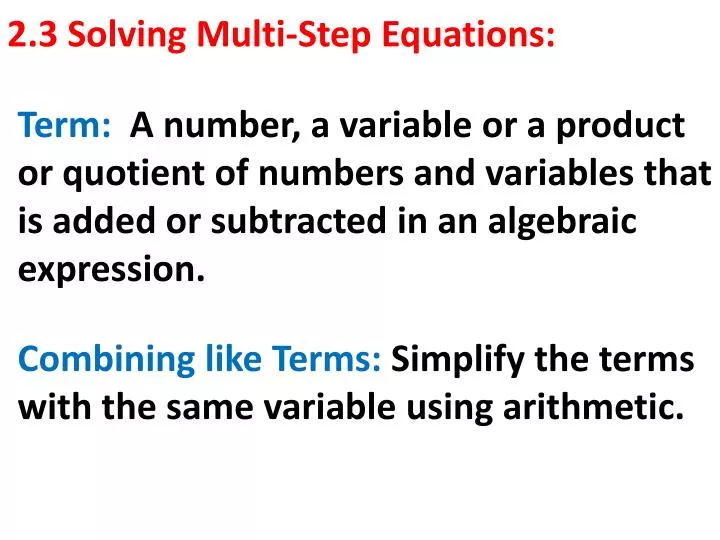 2 3 solving multi step equations