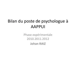 bilan du poste de psychologue aappui