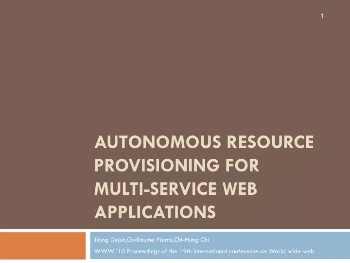 autonomous resource provisioning for multi service web applications