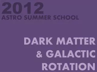 DARK MATTER &amp; GALACTIC ROTATION