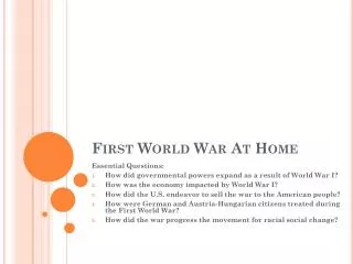 First World War At Home