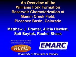 An Overview of the Williams Fork Formation Reservoir Characterization at Mamm Creek Field,