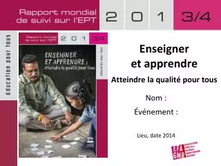 enseigner et apprendre atteindre la qualit pour tous