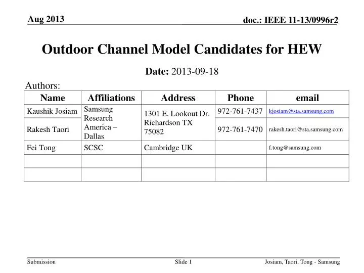 outdoor channel model candidates for hew