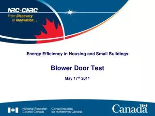 Energy Efficiency in Housing and Small Buildings Blower Door Test