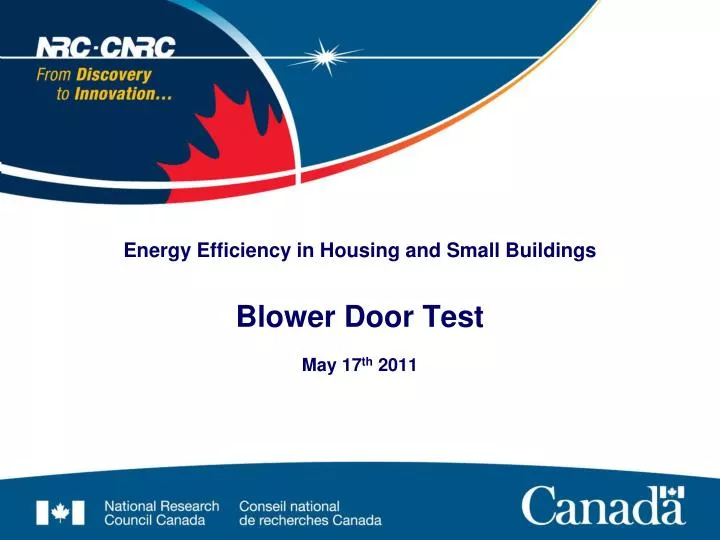 energy efficiency in housing and small buildings blower door test