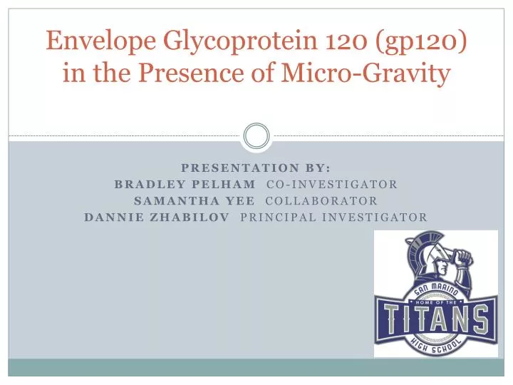 envelope glycoprotein 120 gp120 in the presence of micro gravity