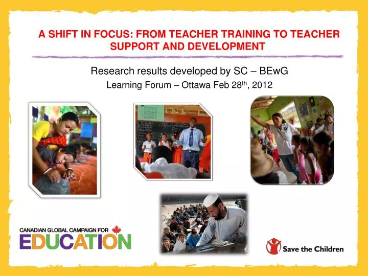 a shift in focus from teacher training to teacher support and development