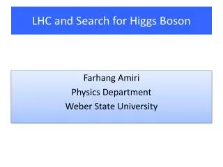 LHC and Search for Higgs Boson