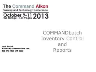 COMMANDbatch Inventory Control and Reports