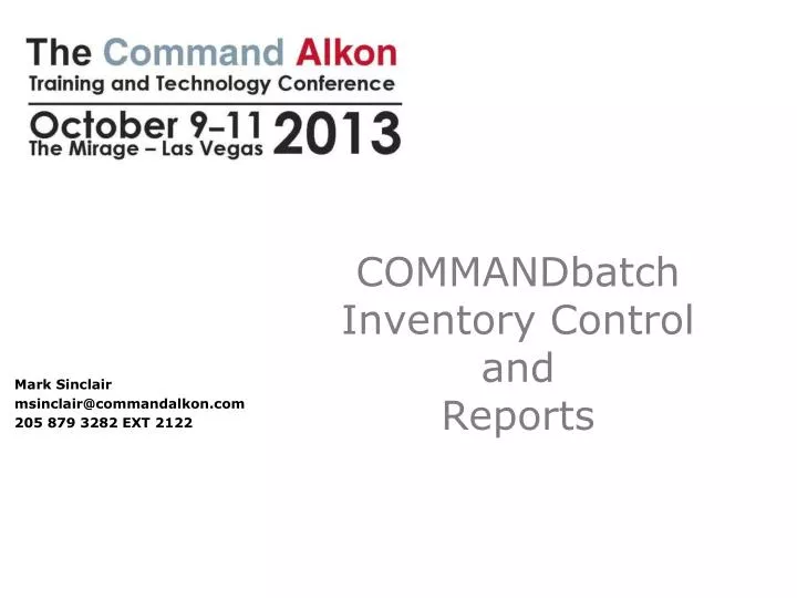 commandbatch inventory control and reports