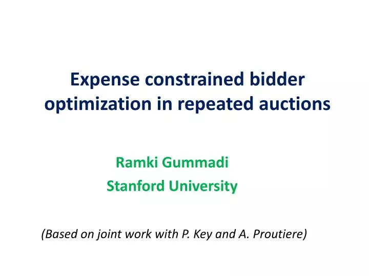 expense constrained bidder optimization in repeated auctions