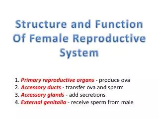 Structure and Function Of Female Reproductive System