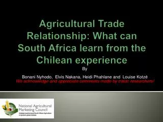 Agricultural Trade Relationship: What can South Africa learn from the Chilean experience