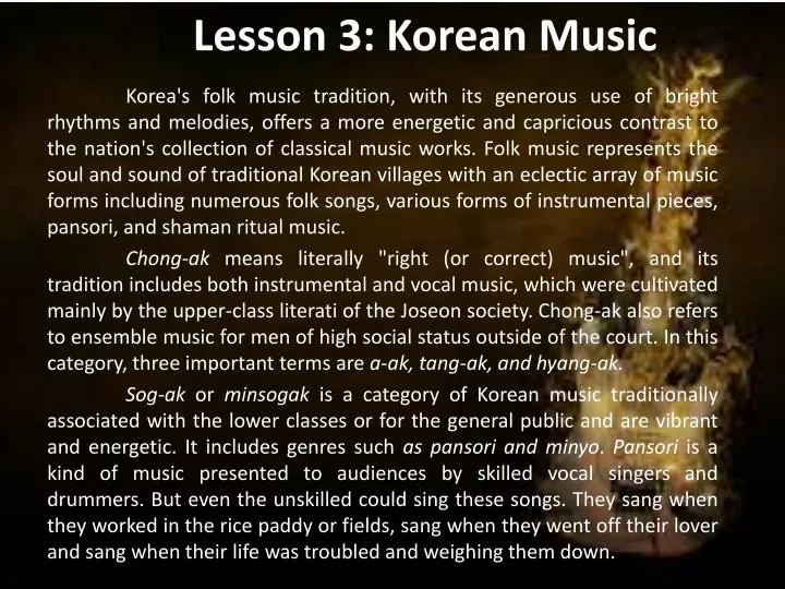 lesson 3 korean music
