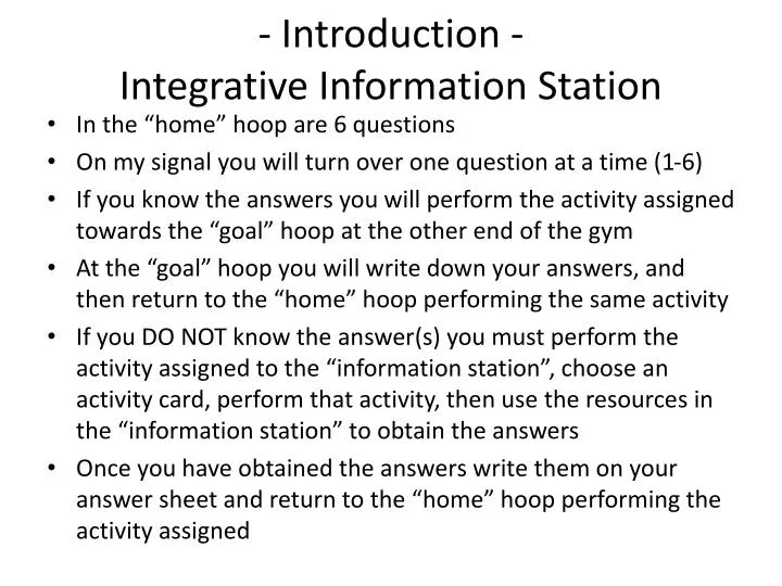 introduction integrative information station