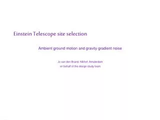 Einstein Telescope site selection