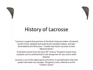 History of Lacrosse