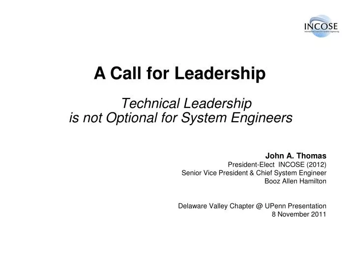 technical leadership is not optional for system engineers