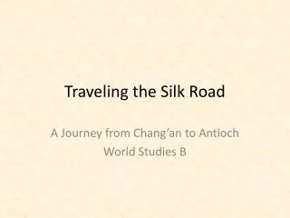 Traveling the Silk Road