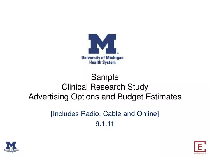sample clinical research study advertising options and budget estimates