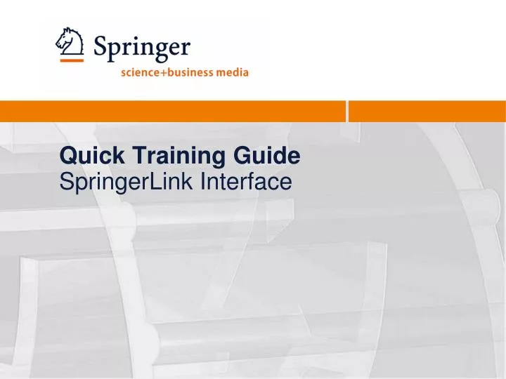 quick training guide springerlink interface