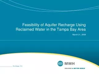 Feasibility of Aquifer Recharge Using Reclaimed Water in the Tampa Bay Area March 31, 2009