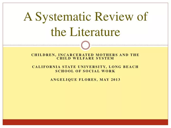 a systematic review of the literature