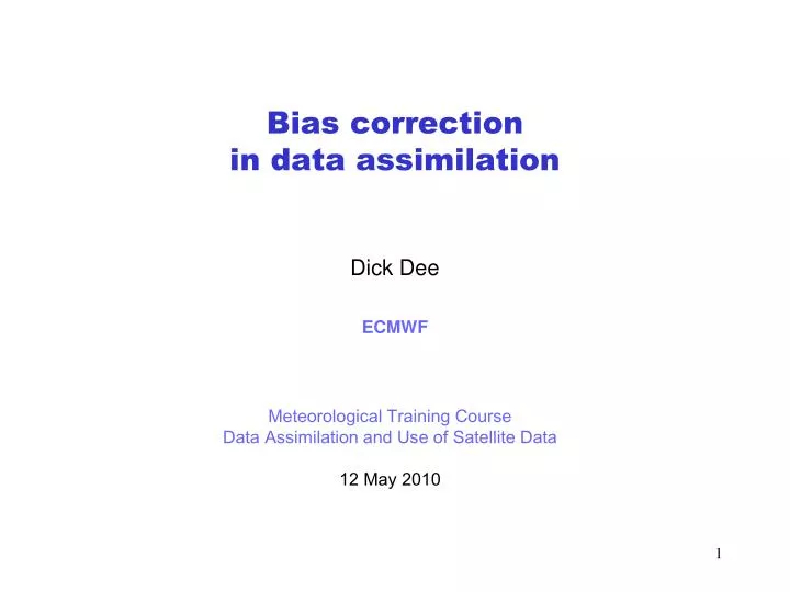 bias correction in data assimilation