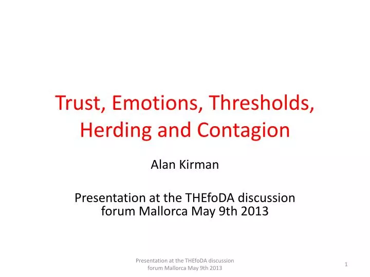 trust emotions thresholds herding and contagion