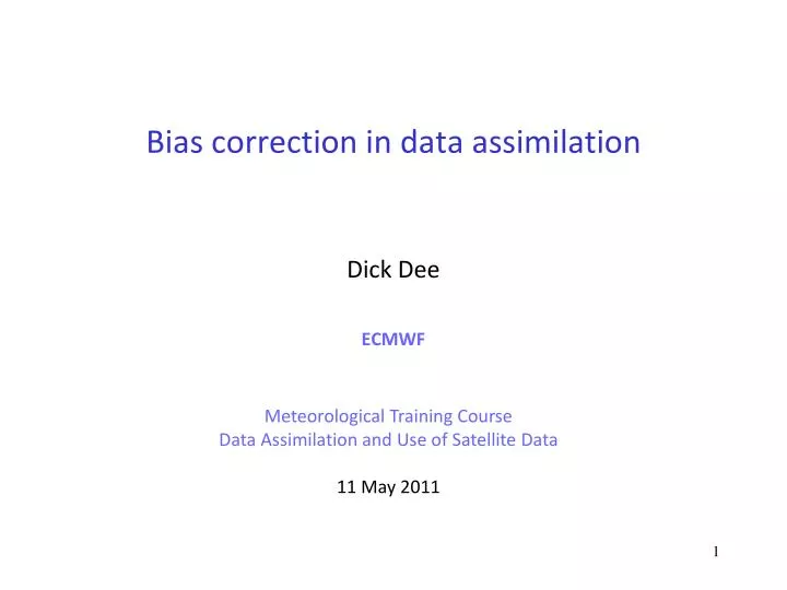 bias correction in data assimilation