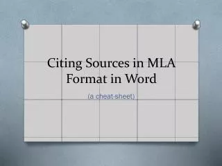 Citing Sources in MLA Format in Word