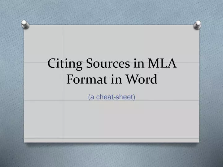 citing sources in mla format in word