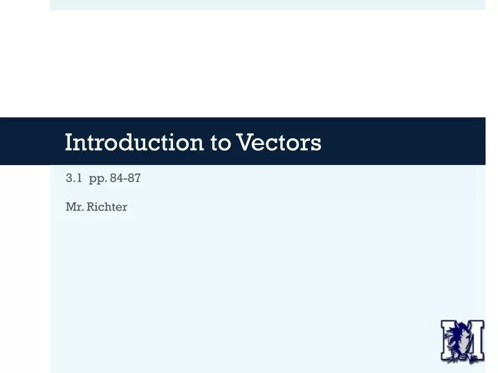 introduction to vectors