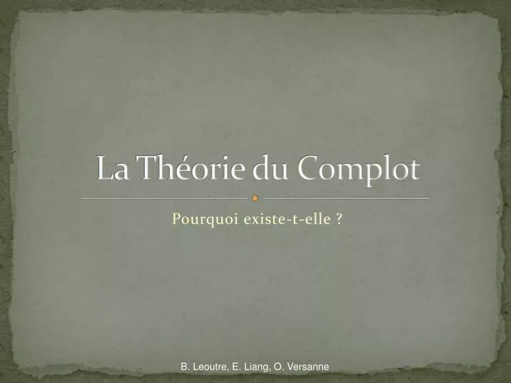 la th orie du complot