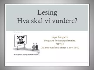 lesing hva skal vi vurdere
