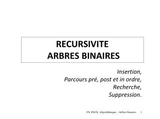 RECURSIVITE ARBRES BINAIRES