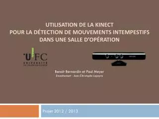 utilisation de la kinect pour la d tection de mouvements intempestifs dans une salle d op ration