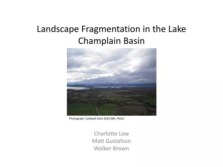 landscape fragmentation in the lake champlain basin
