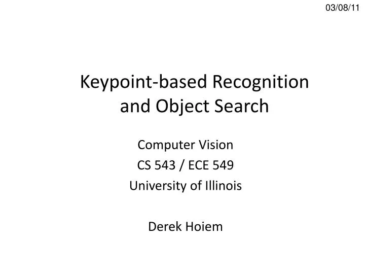 keypoint based recognition and object search