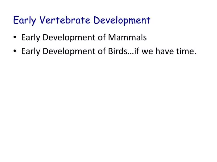 early vertebrate development